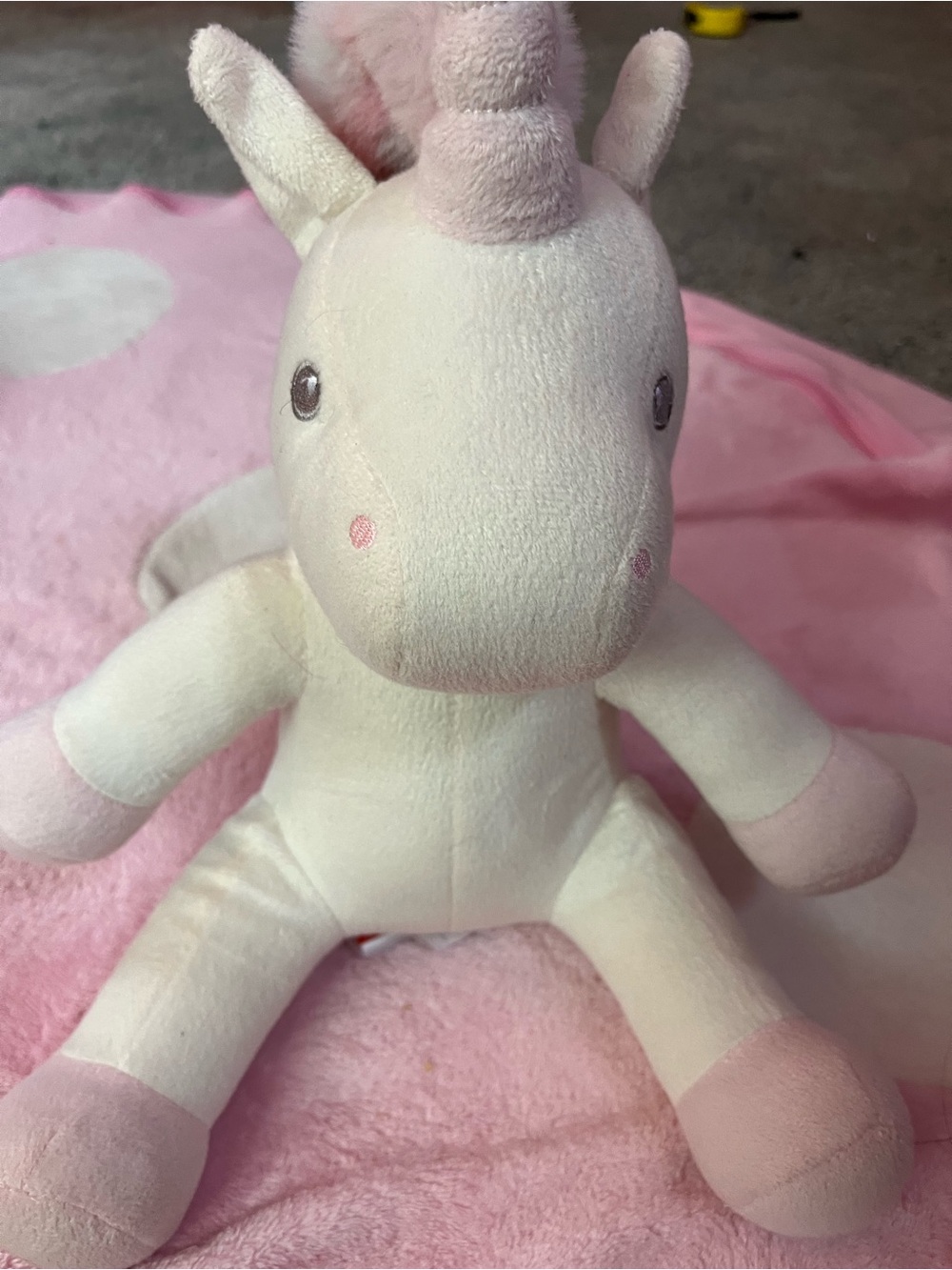 Plush Pink and Cream Unicorn Stuffed Toy - Soft Cuddly Companion
